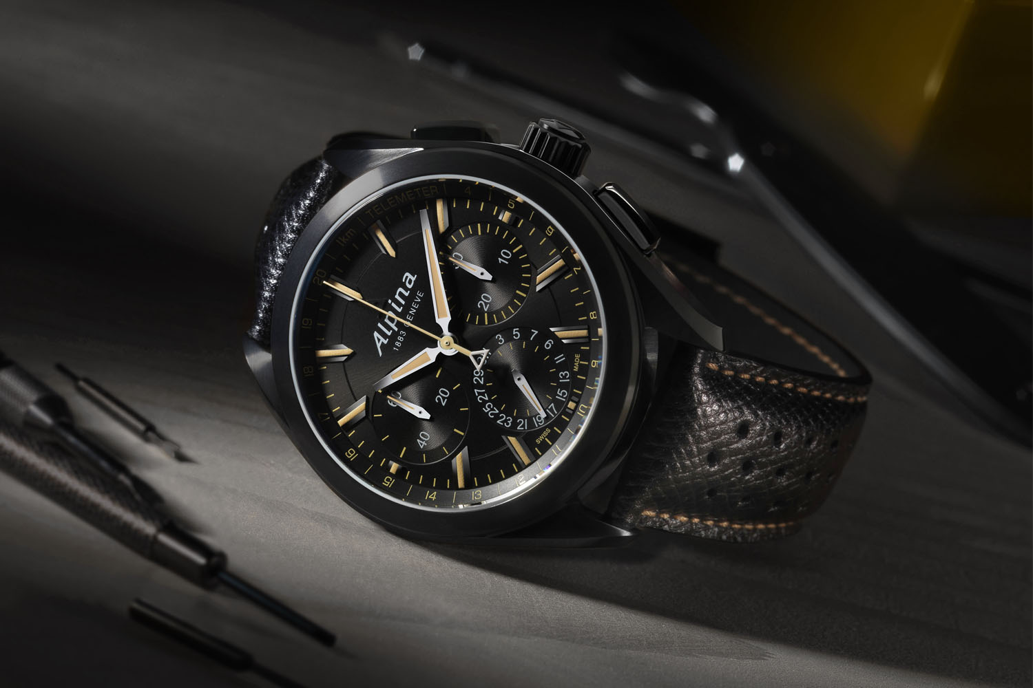 Alpina Watches Alpiner 4 Manufacture Flyback Chronograph Full Black - Calibre AL-760