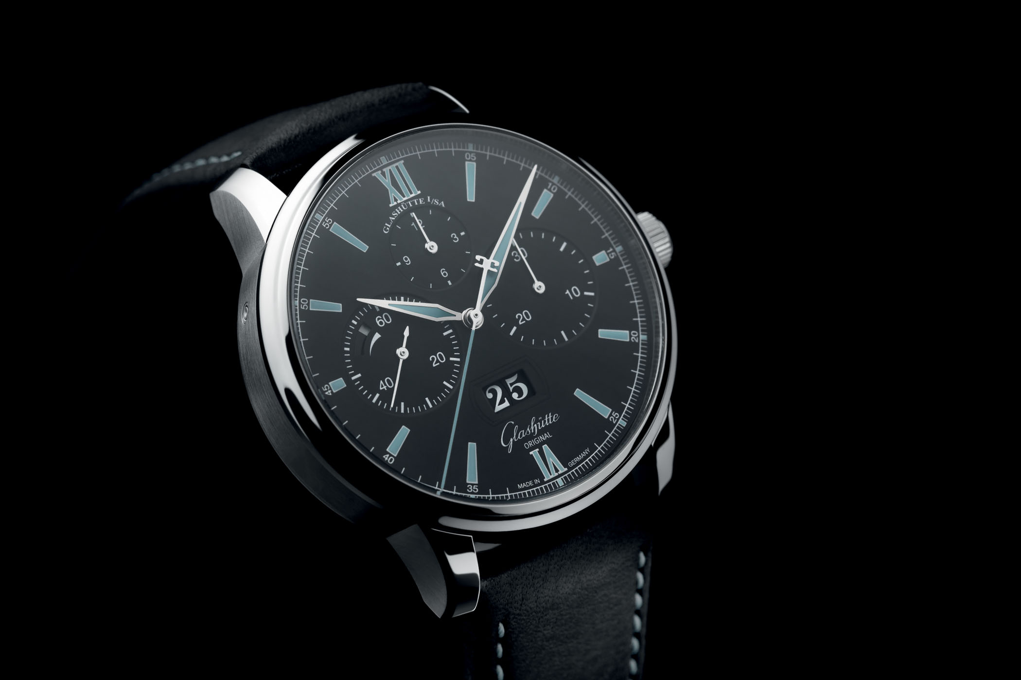 Glashutte Original Senator Chronograph Panorama Date Steel Black Dial - Baselworld 2017